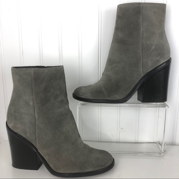 Marc Fisher Mena Gray Suede Block Heel Boot 7.5 - Picture 8 of 8